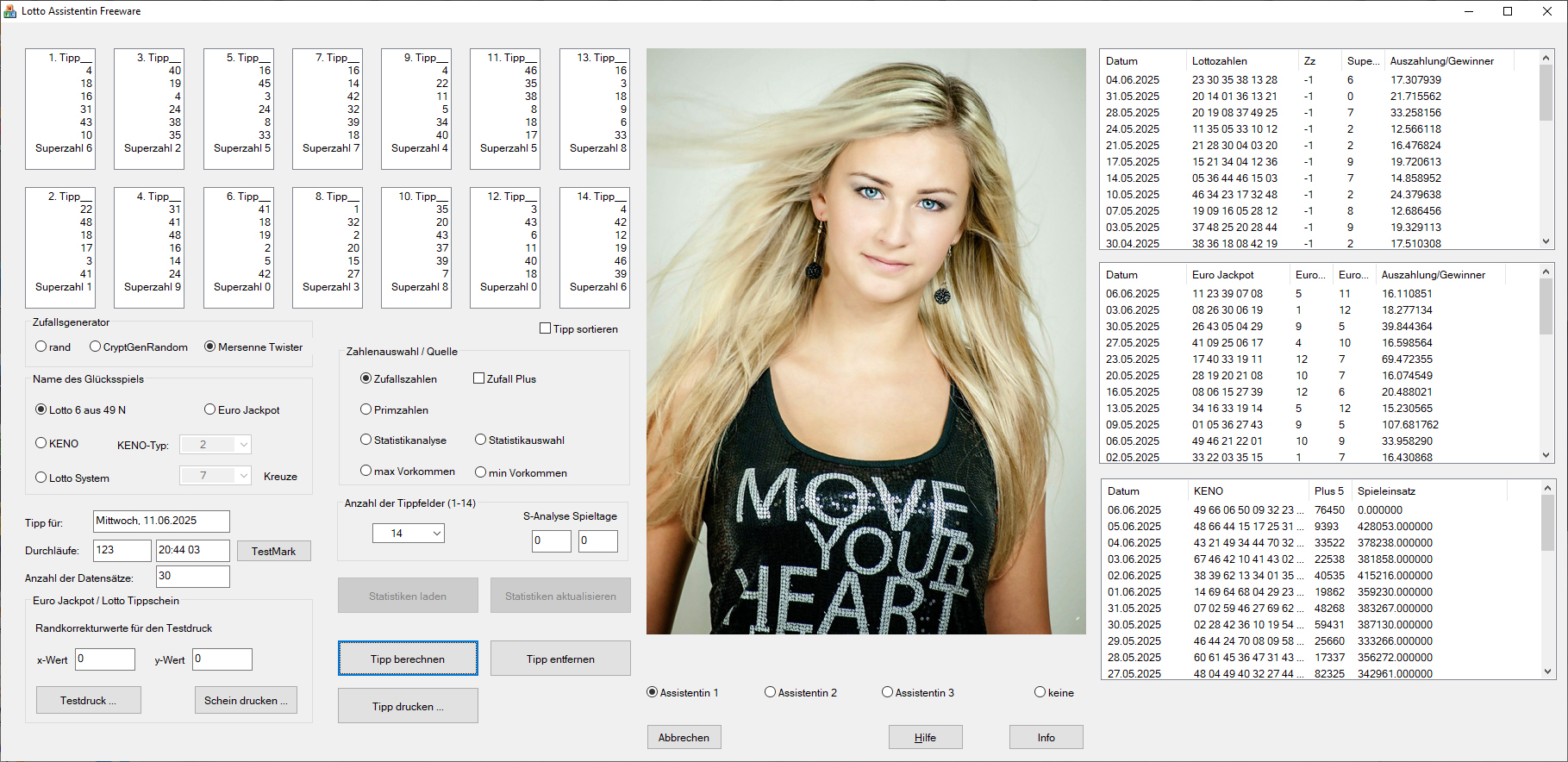 Freeware Lotto Assistentin v1.1.0 für Windows 10 Freeware Lotto Assistentin v1.1.0 für Windows 10